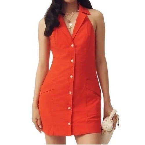 Anthropologie Maeve Womens L Red The Amelia Collared Mini Dress Nwt